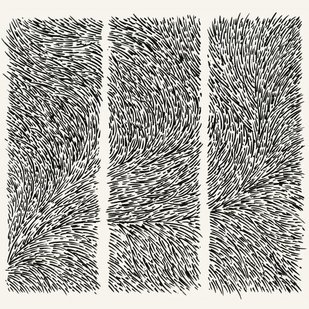 Croquis au feutre noir sur papier blanc, esquisse préalable à la sculpture d'une oeuvre murale en triptyque par l'atelier Mylène Mai