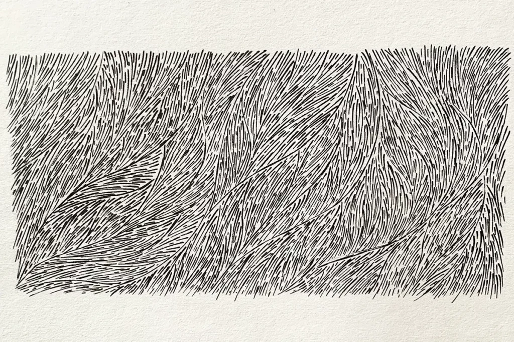 Croquis noir et blanc, esquisse préalable au travail de sculpture de l'atelier Mylène Mai